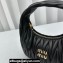 Miu Miu Wander matelassé nappa leather hobo bag 5BC125 Black 2023