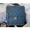 Chanel Grained Calfskin & Gold-Tone Metal Chain Backpack Bag AS4490 Blue 2023