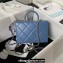 Chanel Quilted Shiny Calfskin & Gold-Tone Metal Small box Bag AS4470 Denim Blue 2023