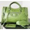 Balenciaga Classic City Large Handbag in Arena calfskin Grass Green