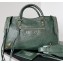 Balenciaga Classic City Large Handbag in Arena Lambskin Dark Green/Gold