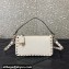 Valentino Small Rockstud Grainy Calfskin Crossbody Bag White 2023