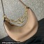 Valentino Small Vlogo Moon Hobo Bag In Leather Nude With Chain 2023