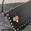 Valentino Small Rockstud Grainy Calfskin Crossbody Bag Black/Gold 2023