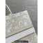 Dior Large Book Tote Bag in Gold-tone and White Butterfly Around The World Embroidery