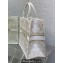 Dior Large Book Tote Bag in Gold-tone and White Butterfly Around The World Embroidery