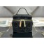 Lady Dior Micro Vanity Case In Black Cannage Cotton with Micropearl Embroidery