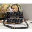 Dior Mini Dior Book Tote Bag with Strap in Blue and Beige Dior Oblique Embroidery