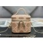Lady Dior Micro Vanity Case In Beige Cannage Cotton with Micropearl Embroidery