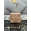 Lady Dior Micro Vanity Case In Beige Cannage Cotton with Micropearl Embroidery
