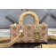 Dior Small Lady D-Joy Bag in Beige Cannage Cotton with Micropearl Embroidery