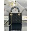 Dior Mini Lady Dior Bag in Black Cannage Cotton with Micropearl Embroidery