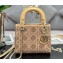 Dior Mini Lady Dior Bag in Beige Cannage Cotton with Micropearl Embroidery