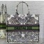 Dior Large Book Tote Bag in White and Green Butterfly Around The World Embroidery