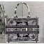 Dior Medium Book Tote Bag in Black and White Butterfly Bandana Embroidery