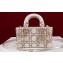 Dior Micro Lady D-Joy Bag in Metallic Calfskin with Resin Pearls