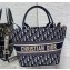 Dior Tote Bag In Blue and Beige Dior Oblique Embroidery 2024