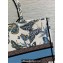 Dior Large Book Tote Bag in White and Pastel Midnight Blue Toile de Jouy Mexico Embroidery