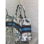 Dior Medium Book Tote Bag in White and Pastel Midnight Blue Toile de Jouy Mexico Embroidery