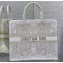 Dior Large Book Tote Bag in Gold-tone and White Butterfly Around The World Embroidery