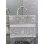 Dior Large Book Tote Bag in Gold-tone and White Butterfly Around The World Embroidery