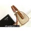 Celine SMALL BOSTON CUIR TRIOMPHE BAG in Textile and Calfskin Natural / Tan