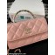 Chanel Mini Flap Bag with Flower Top Handle A96034 Pink 2024
