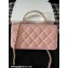 Chanel Mini Flap Bag with Flower Top Handle A96034 Pink 2024