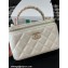 Chanel Small Vanity Case Bag with Flower Top Handle A96035 White 2024