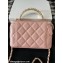Chanel Small Vanity Case Bag with Flower Top Handle A96035 Pink 2024