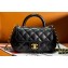 Chanel Lambskin & Gold-Tone Metal Small Bag with Top Handle AS4573 Black 2024