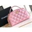 Chanel Calfskin & Gold-Tone Metal Chain Bowling Bag AP3586 Pink 2024