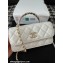 Chanel Mini Flap Bag with Flower Top Handle A96034 White 2024