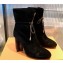 Louis Vuitton Heel 9cm Silhouette Drawstring Ankle Boots in Suede calf leather Black 2024