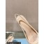 Prada Heel 7.5cm Patent leather Slingback Pumps 1I901M Ivory 2024