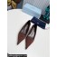 Prada Heel 4cm Satin Pointed Toe Pumps Coffee Spring 2024