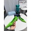 Prada Heel 4cm Satin Pointed Toe Pumps Green Spring 2024