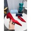 Prada Heel 4cm Satin Pointed Toe Pumps Red Spring 2024
