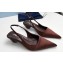 Prada Heel 4cm Satin Pointed Toe Slingbacks Coffee Spring 2024