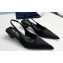 Prada Heel 4cm Satin Pointed Toe Slingbacks Black Spring 2024