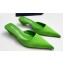 Prada Heel 4cm Satin Pointed Toe Mules Green Spring 2024