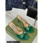 Gucci Heel 9.5cm leather Horsebit with crystals mid-heel slide sandals 771693 Patent Green 2024