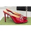 Gucci Heel 9.5cm leather Horsebit with crystals mid-heel slide sandals 771693 Patent Red 2024