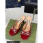 Gucci Heel 9.5cm leather Horsebit with crystals mid-heel slide sandals 771693 Patent Red 2024