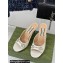 Gucci Heel 9.5cm leather Horsebit with crystals mid-heel slide sandals 771693 Patent White 2024