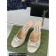 Gucci Heel 9.5cm leather Horsebit with crystals mid-heel slide sandals 771693 White 2024