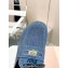 Miu Miu Denim mules with logo-engraved metal coin 5D058E Blue 2024