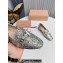 Miu Miu Glitter fabric loafers Silver 01 with metal chain and artificial crystal ornament 2024