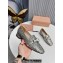 Miu Miu Glitter fabric loafers Silver 01 with metal chain and artificial crystal ornament 2024