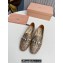 Miu Miu Glitter fabric loafers Gold 01 with metal chain and artificial crystal ornament 2024